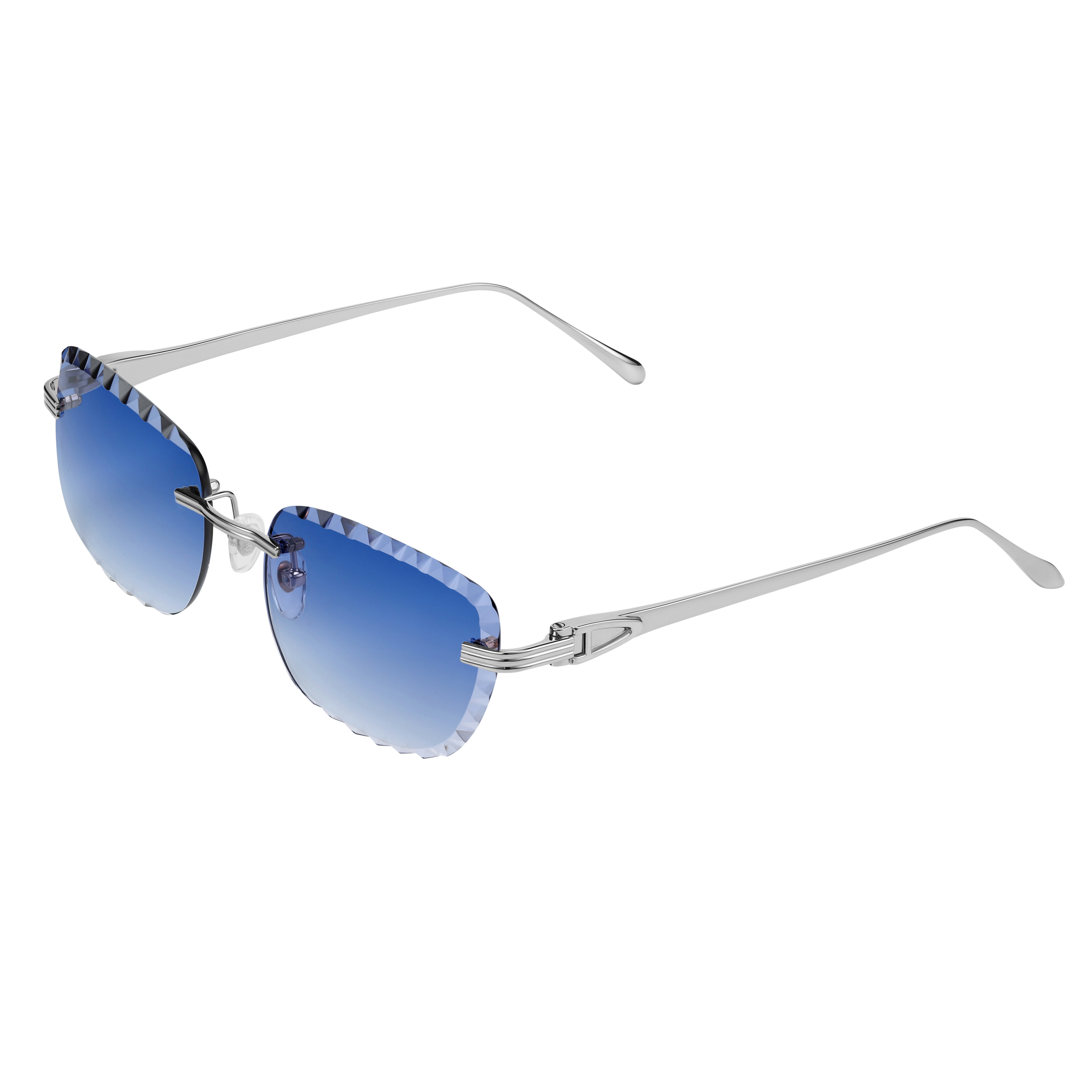 Women's Eyewear Premium Diamond Cut Silver Dark Blue