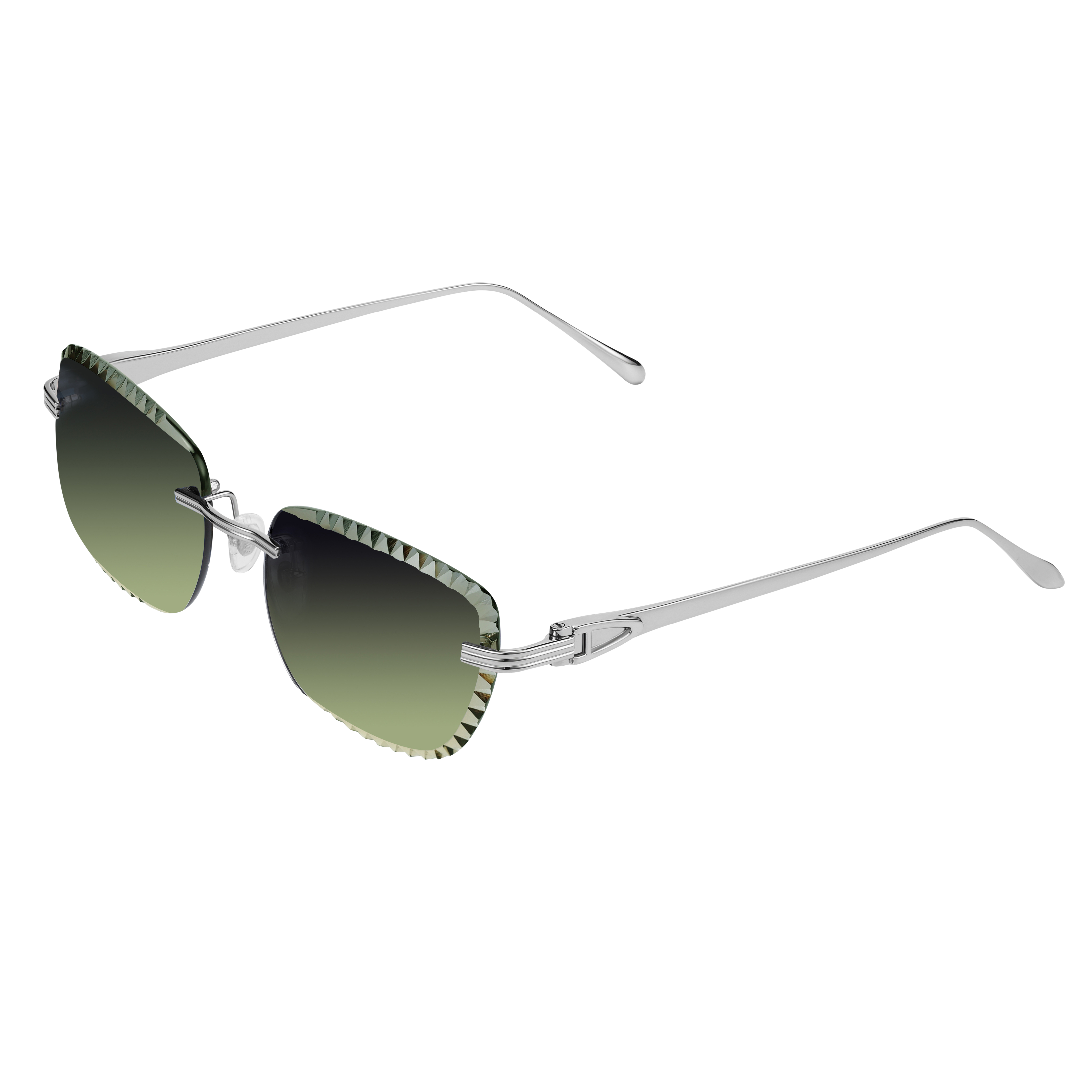 Women's Eyewear Premium Diamond Cut Silver Green